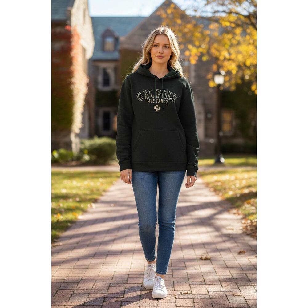 Cal Poly Mustangs Hoodie Sweatshirt L Black Embroidered Logo University Unisex - Picture 8 of 16